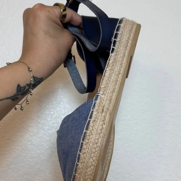 Old Navy Blue Espadrille Ankle-Strap Flats - Picture 4 of 8